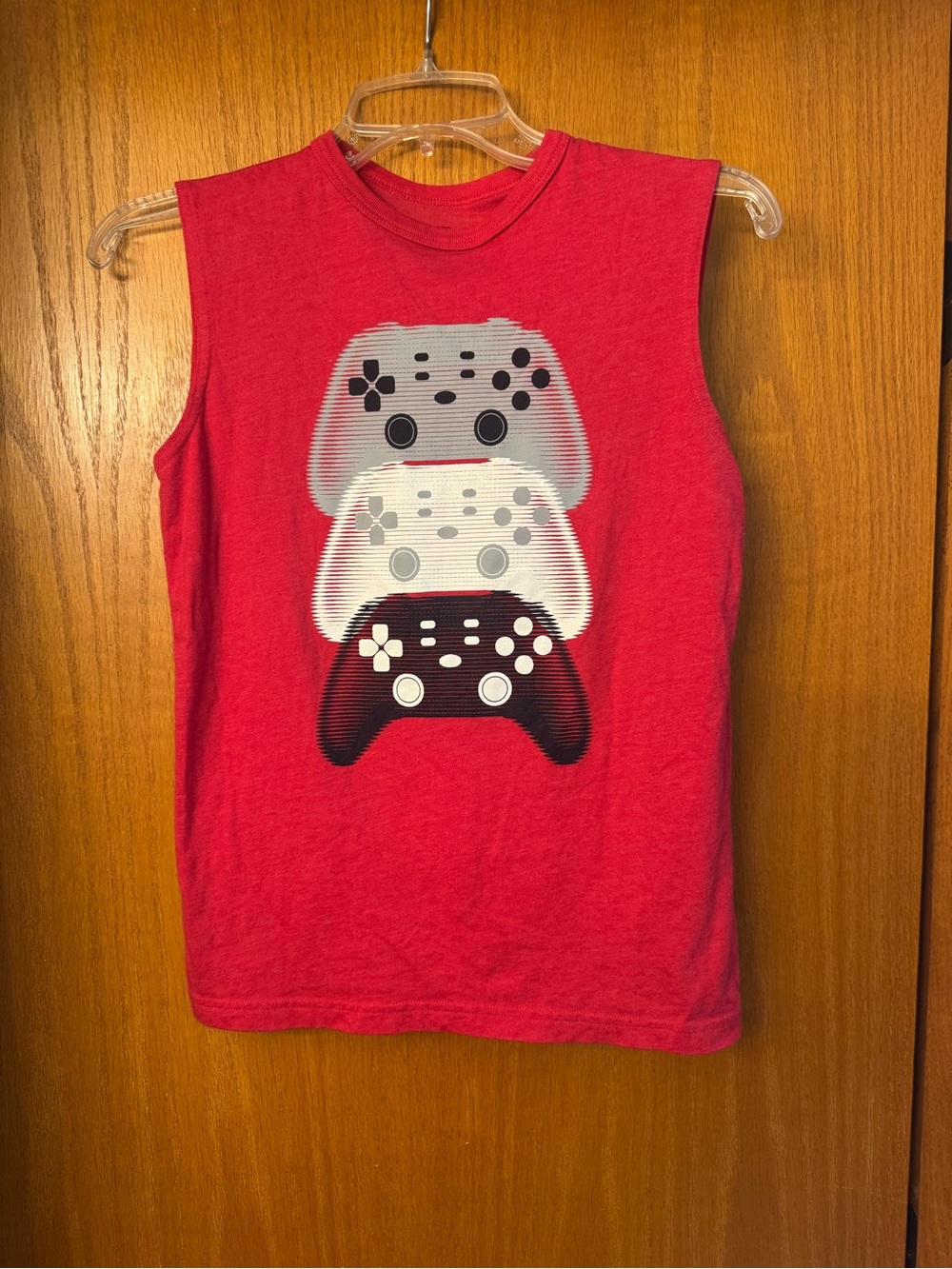 Red Kids' Tank Top with Game Controller Graphic place sport